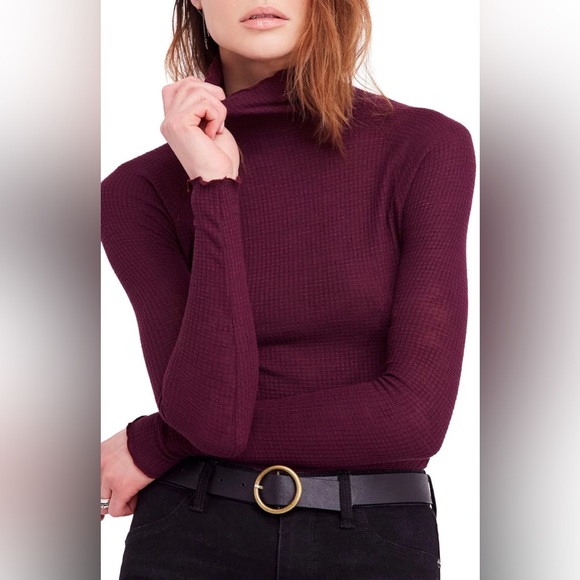 Free People Tops - Free People Skyline Waffle Knit Long Sleeved Mock Turtle Neck Top Fall Shirt